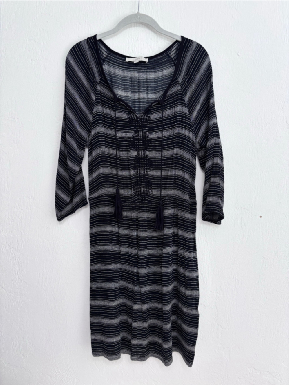 Women's LOFT Striped Dress, Size M, Black and White